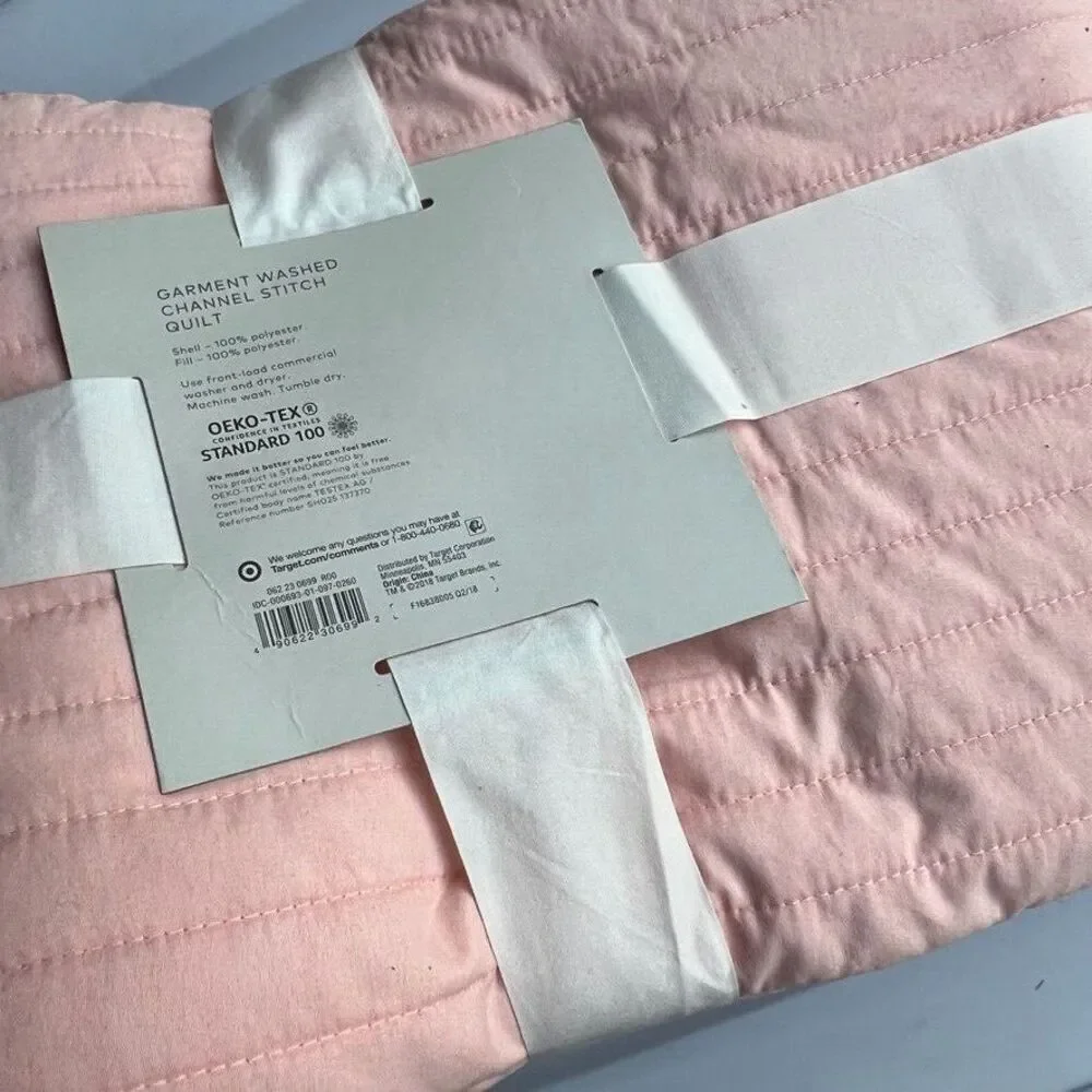 Project 62 Garment Washed Channel Stitch Quilt Pink Twin / XL Twin NEW